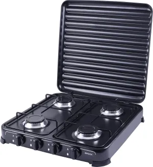 GS 2004 BK 4 Burner Gas Cooktop, Camping Stove, Steel