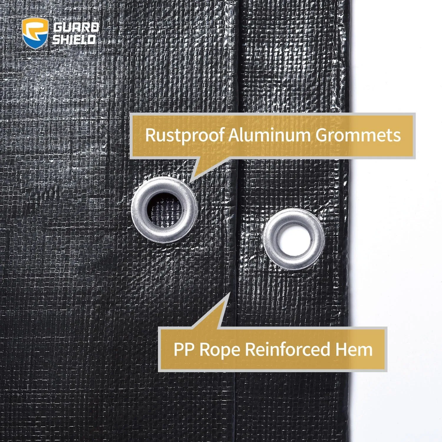 GUARD SHIELD Heavy Duty Tarp 10x12 Feet Black Tarp Large Outdoor Tarps Waterproof with Grommets Cover 12mil