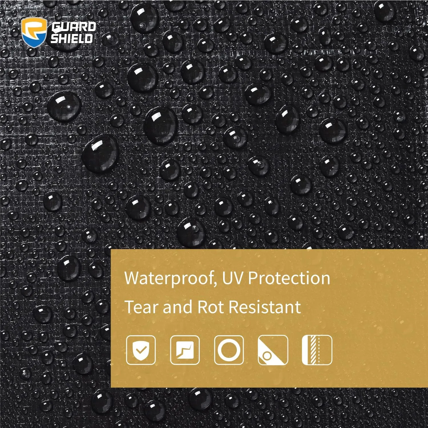 GUARD SHIELD Heavy Duty Tarp 10x12 Feet Black Tarp Large Outdoor Tarps Waterproof with Grommets Cover 12mil