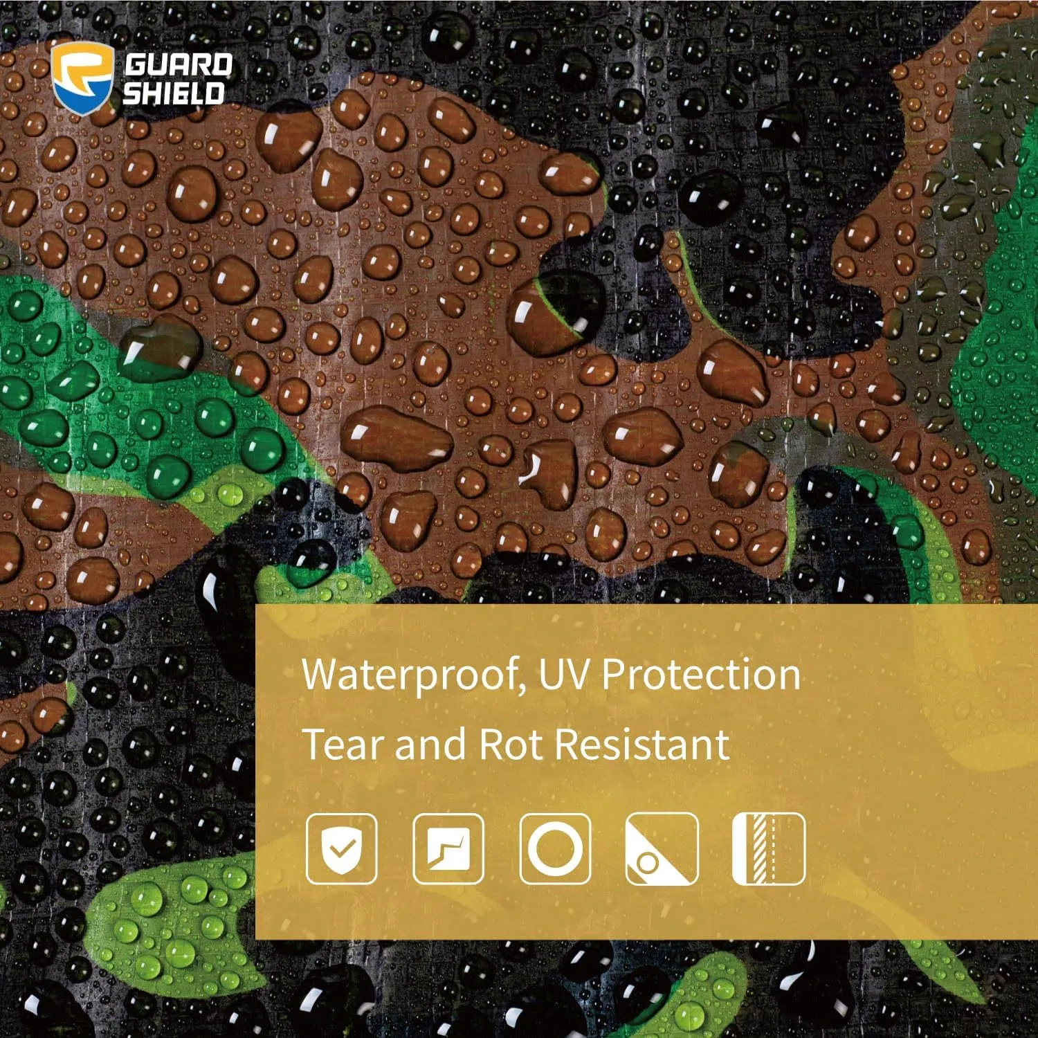 GUARD SHIELD Lightweight Camo Tarp Camouflage Tarps Waterproof 12x12 Feet Poly Cover 6mil
