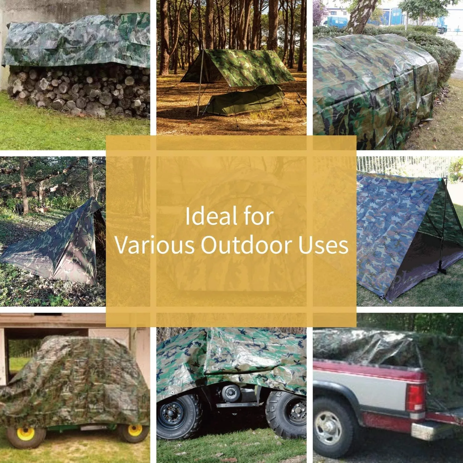 GUARD SHIELD Lightweight Camo Tarp Camouflage Tarps Waterproof 12x12 Feet Poly Cover 6mil