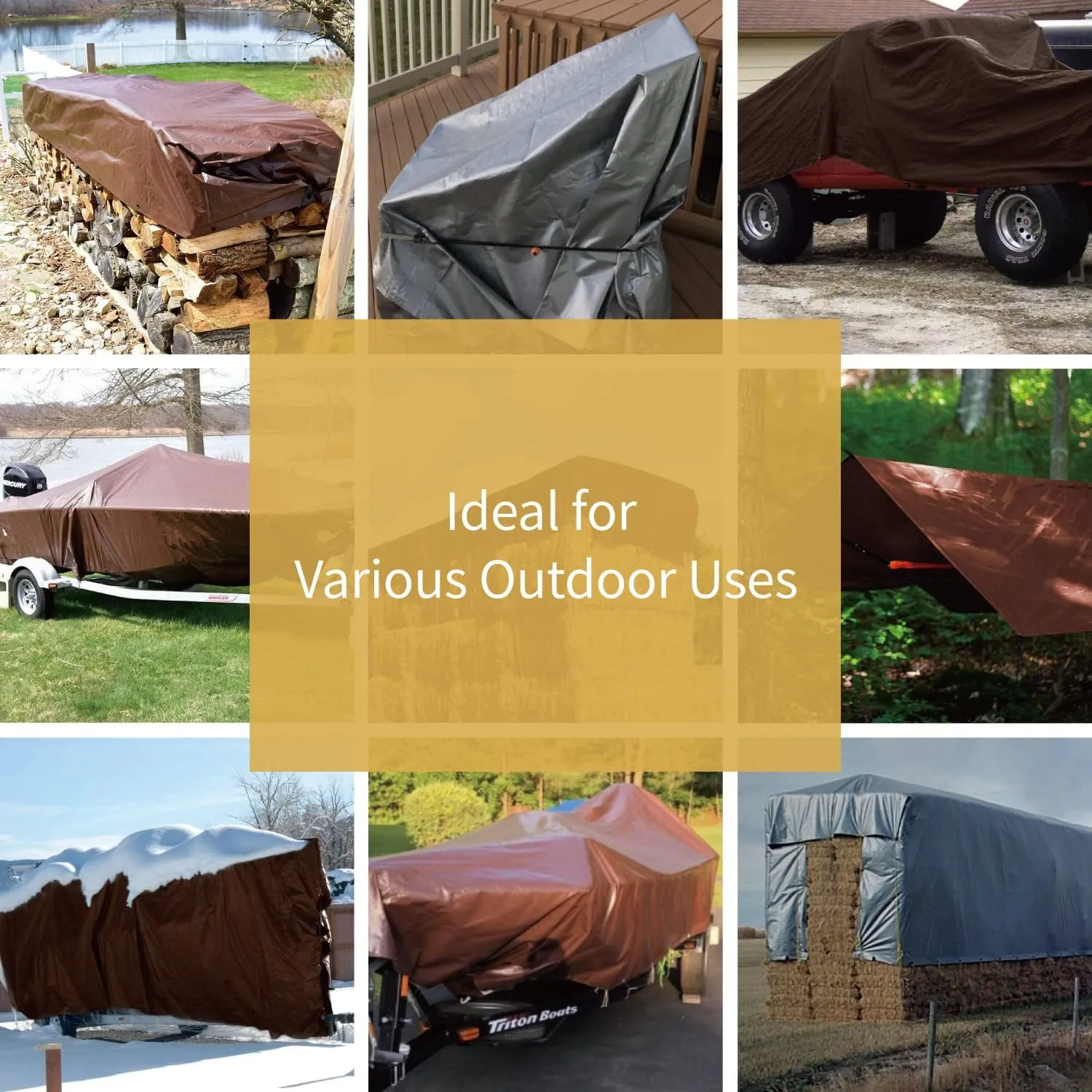 GUARD SHIELD Tarps Heavy Duty Waterproof 10x20 Feet Brown/Bright Silver Poly Tarp Cover Outdoor Thick UV Resistant Tarpaulin with Grommets 10mil