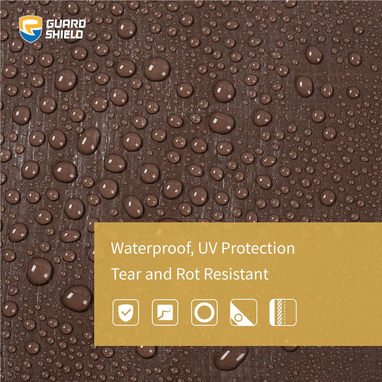 GUARD SHIELD Tarps Heavy Duty Waterproof 10x20 Feet Brown/Bright Silver Poly Tarp Cover Outdoor Thick UV Resistant Tarpaulin with Grommets 10mil