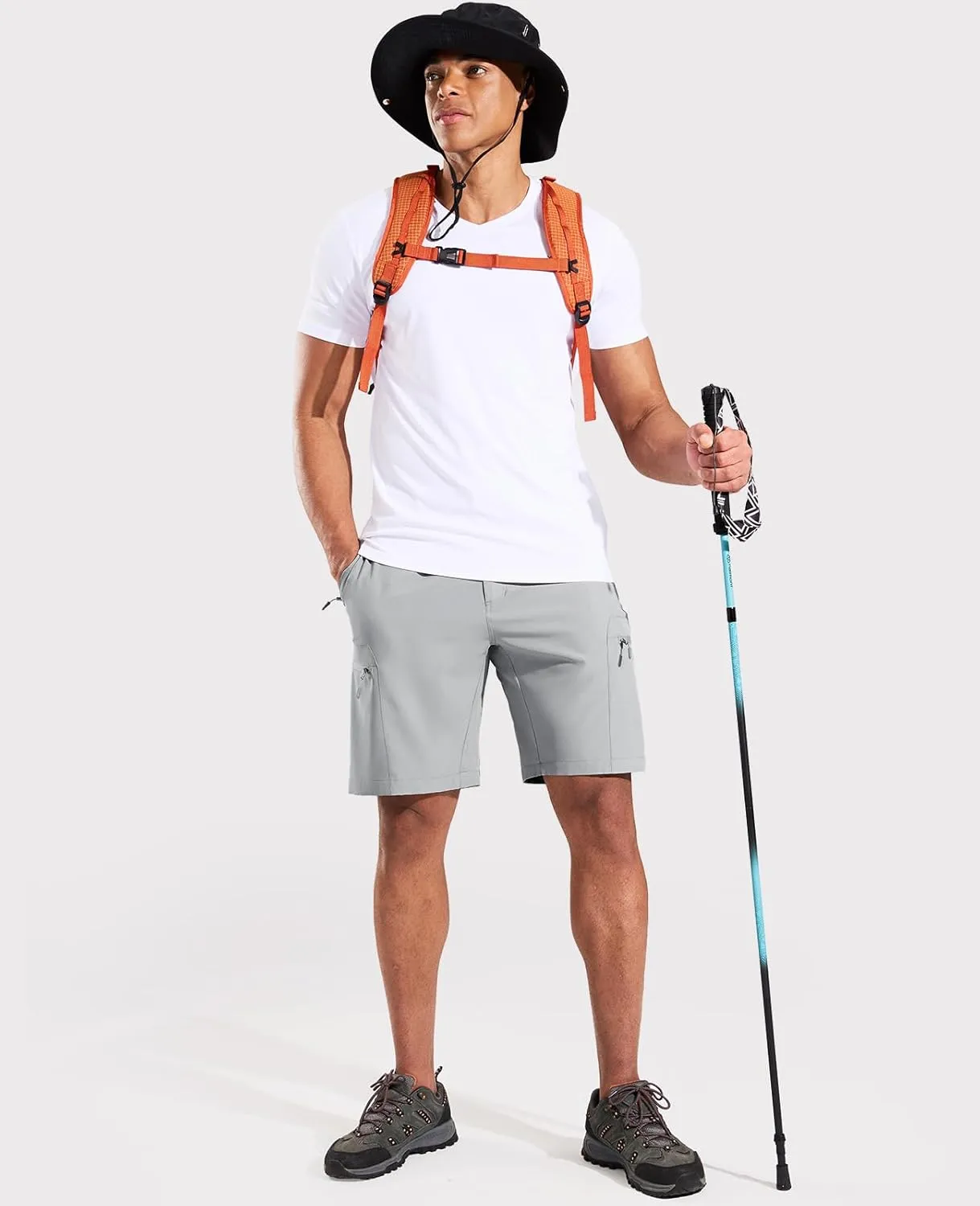 Haimont Men's Quick Dry Hiking Cargo Shorts 9in Lightweight Water Repellent UPF50 Travel Camping Shorts 5 Zipper Pockets