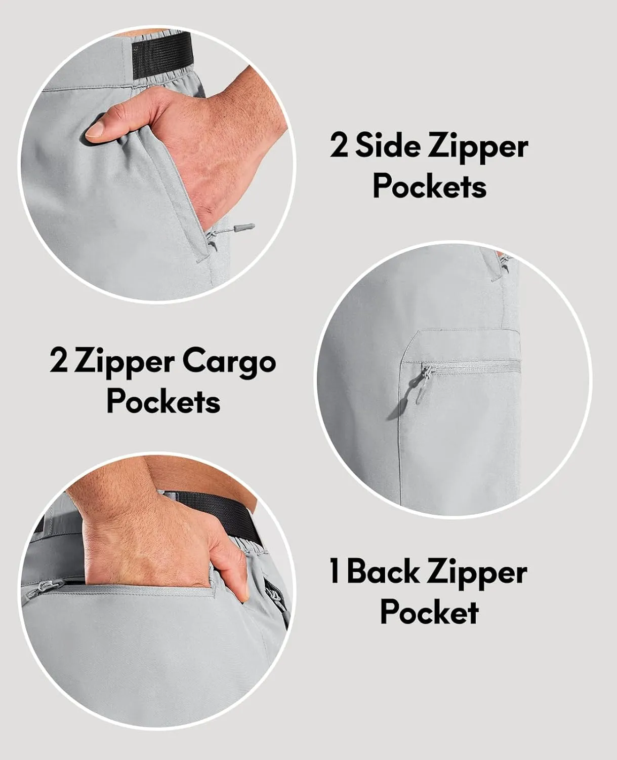 Haimont Men's Quick Dry Hiking Cargo Shorts 9in Lightweight Water Repellent UPF50 Travel Camping Shorts 5 Zipper Pockets