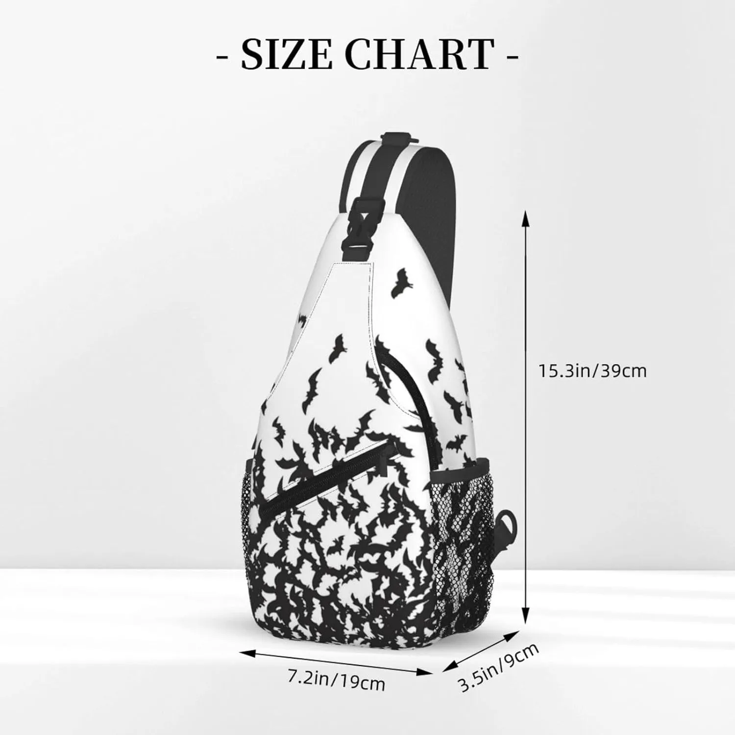 Halloween Bat Sling Bag,Horror Goth Gothic Crossbody Backpack Shoulder Chest Bag for Women Men Travel Hiking Daypack