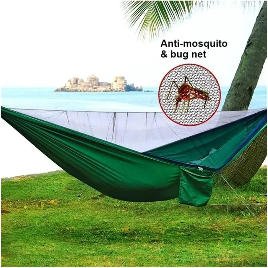 Hammock Camping Hammock with Mosquito Net and Rain Fly Tarp,Portable Parachute Tree Hammock Nylon Swing Hammocks Sun Shelter Rain Fly Swing