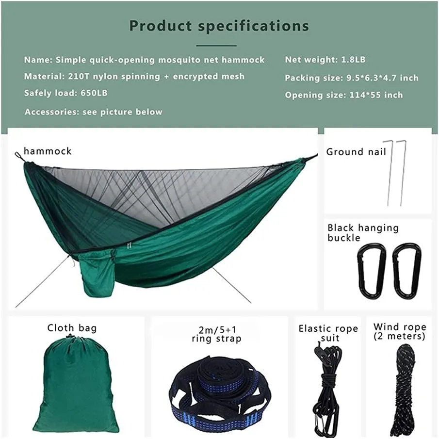 Hammock Camping Hammock with Mosquito Net and Rain Fly Tarp,Portable Parachute Tree Hammock Nylon Swing Hammocks Sun Shelter Rain Fly Swing