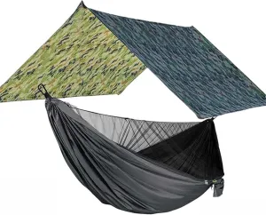 Hammocks Camping Hammock Portable Hammocks 1-2 People with Mosquito Net Nylon Hammock with 2 Carabiners for Outdoor Hiking Backpacking Outdoor Hammock