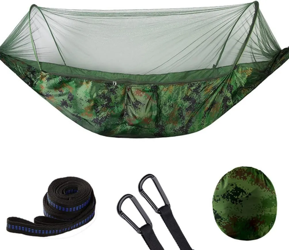 Hammocks Portable Outdoor Parachute Hammocks Camping Hammock with Mosquito Net Camping Stuff for Hiking Backpacking Tree Jungle Outdoor Hammock