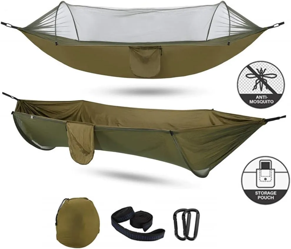 Hammocks Portable Outdoor Parachute Hammocks Camping Hammock with Mosquito Net Camping Stuff for Hiking Backpacking Tree Jungle Outdoor Hammock