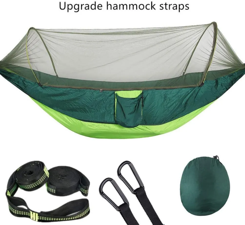 Hammocks Portable Outdoor Parachute Hammocks Camping Hammock with Mosquito Net Camping Stuff for Hiking Backpacking Tree Jungle Outdoor Hammock