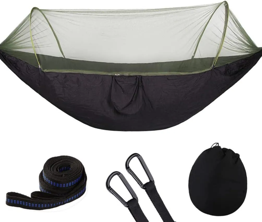 Hammocks Portable Outdoor Parachute Hammocks Camping Hammock with Mosquito Net Camping Stuff for Hiking Backpacking Tree Jungle Outdoor Hammock
