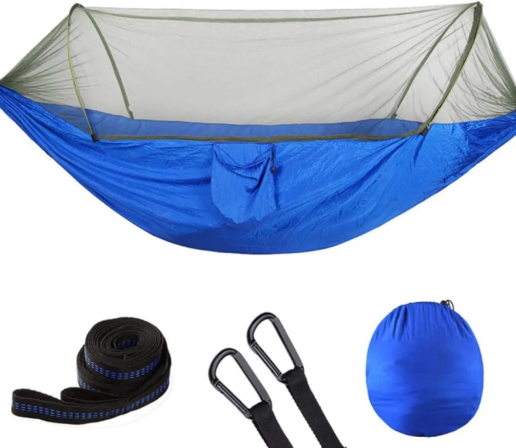 Hammocks Portable Outdoor Parachute Hammocks Camping Hammock with Mosquito Net Camping Stuff for Hiking Backpacking Tree Jungle Outdoor Hammock