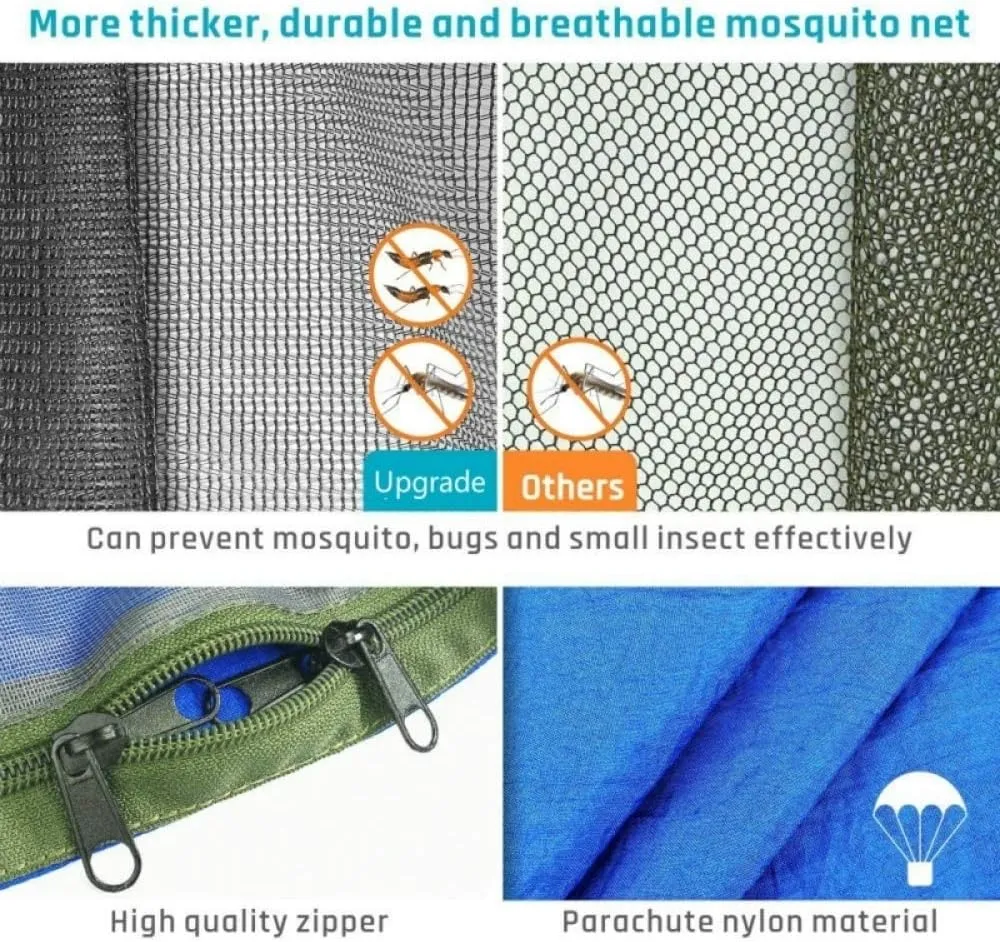 Hammocks Portable Outdoor Parachute Hammocks Camping Hammock with Mosquito Net Camping Stuff for Hiking Backpacking Tree Jungle Outdoor Hammock