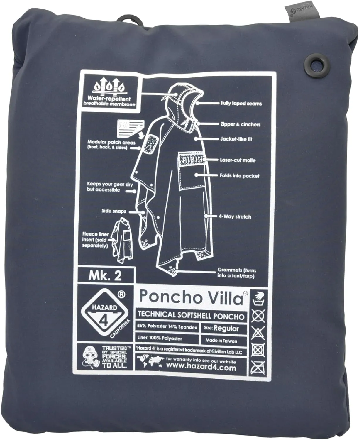 HAZARD 4 PonchoVilla MK2™ Tactical Military Poncho - Waterproof Hooded Rain Gear for Hiking, Camping, Travel & Backpacking