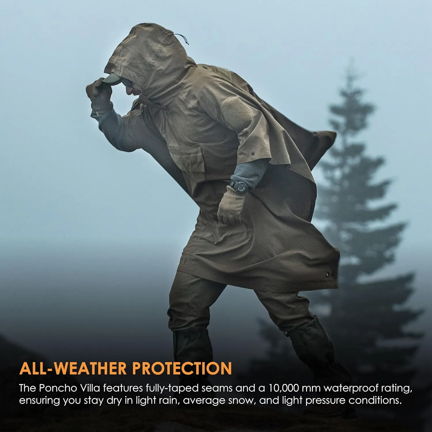 HAZARD 4 PonchoVilla MK2™ Tactical Military Poncho - Waterproof Hooded Rain Gear for Hiking, Camping, Travel & Backpacking