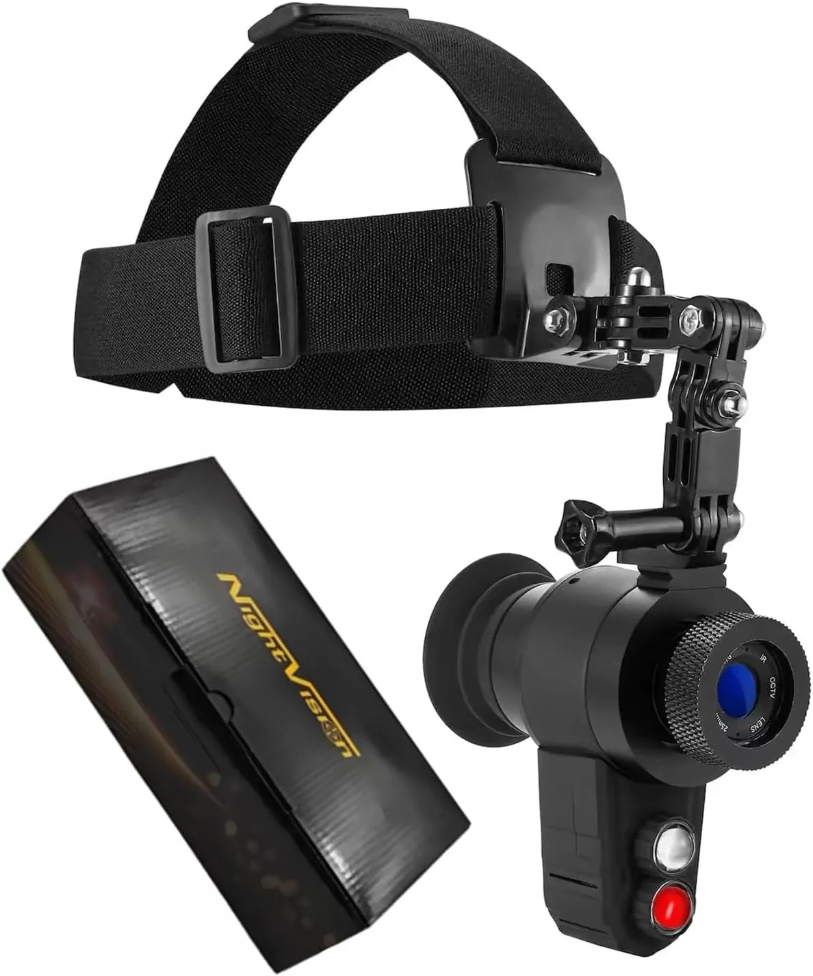 Head-Mounted Night Vision Monocular Goggles, Default 7X Magnification, NVG Visual Distance 350M with Riflescope for Fishing, Hiking and Outdoor Activities