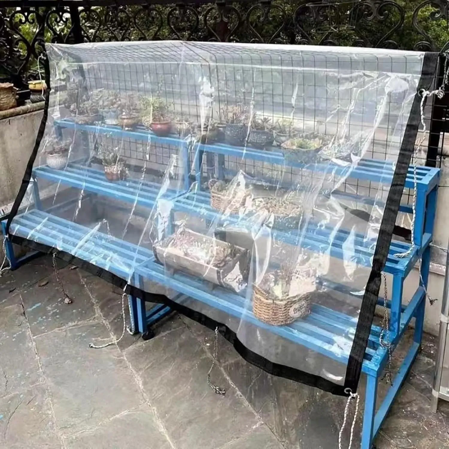 Heavy Duty Clear-Waterproof-Tarps-Outdoor.7 * 10ft 7 * 13ft,7 * 16ft,Tarpaulin Transparent of Patio,Clear Plastic Tarp for Garden Winter(10x10 ft(3x3m))