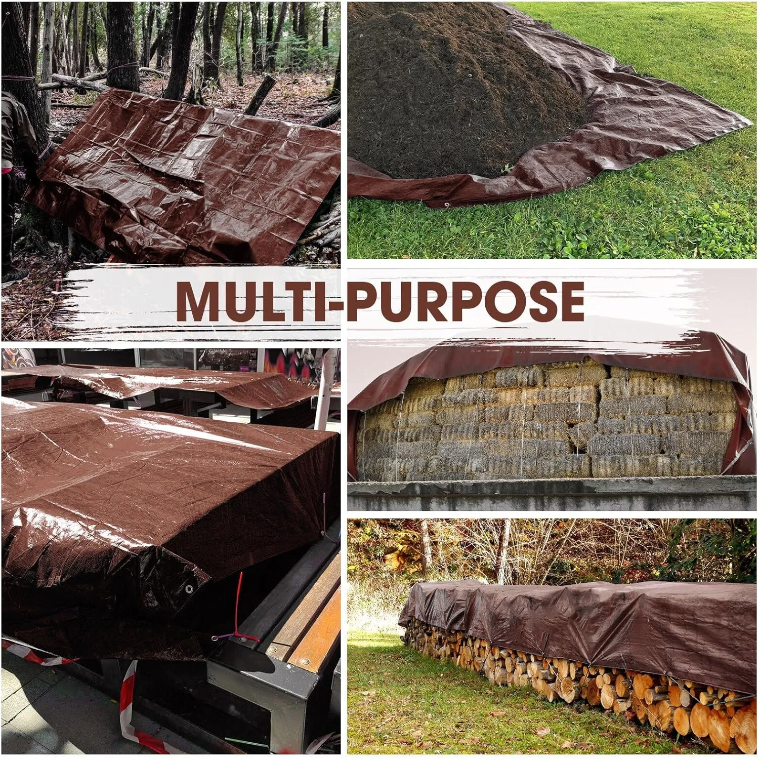 Heavy Duty Double-Sided Waterproof Poly Tarp 10x12 Feet 12mil Thick Polyethylene Tarps, Perfect for Outdoor Use, Plastic Cover & Mat for Tent Camping Storage Boat Bikes Vehicles