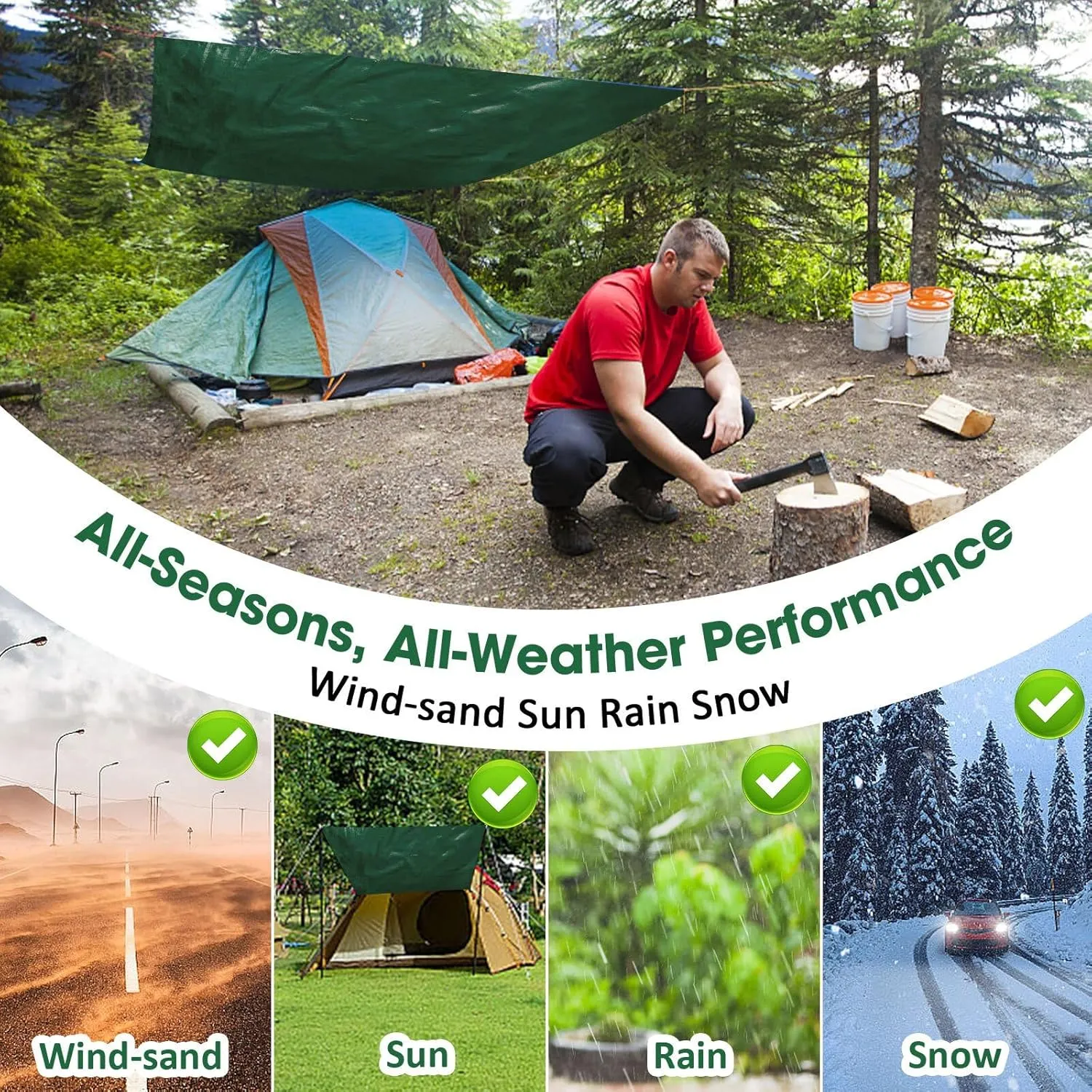 Heavy Duty Double-Sided Waterproof Poly Tarp 10x12 Feet 8mil Thick Polyethylene Tarps, Perfect for Outdoor Use, Plastic Cover & Mat for Tent Camping Storage Boat Bikes Vehicles