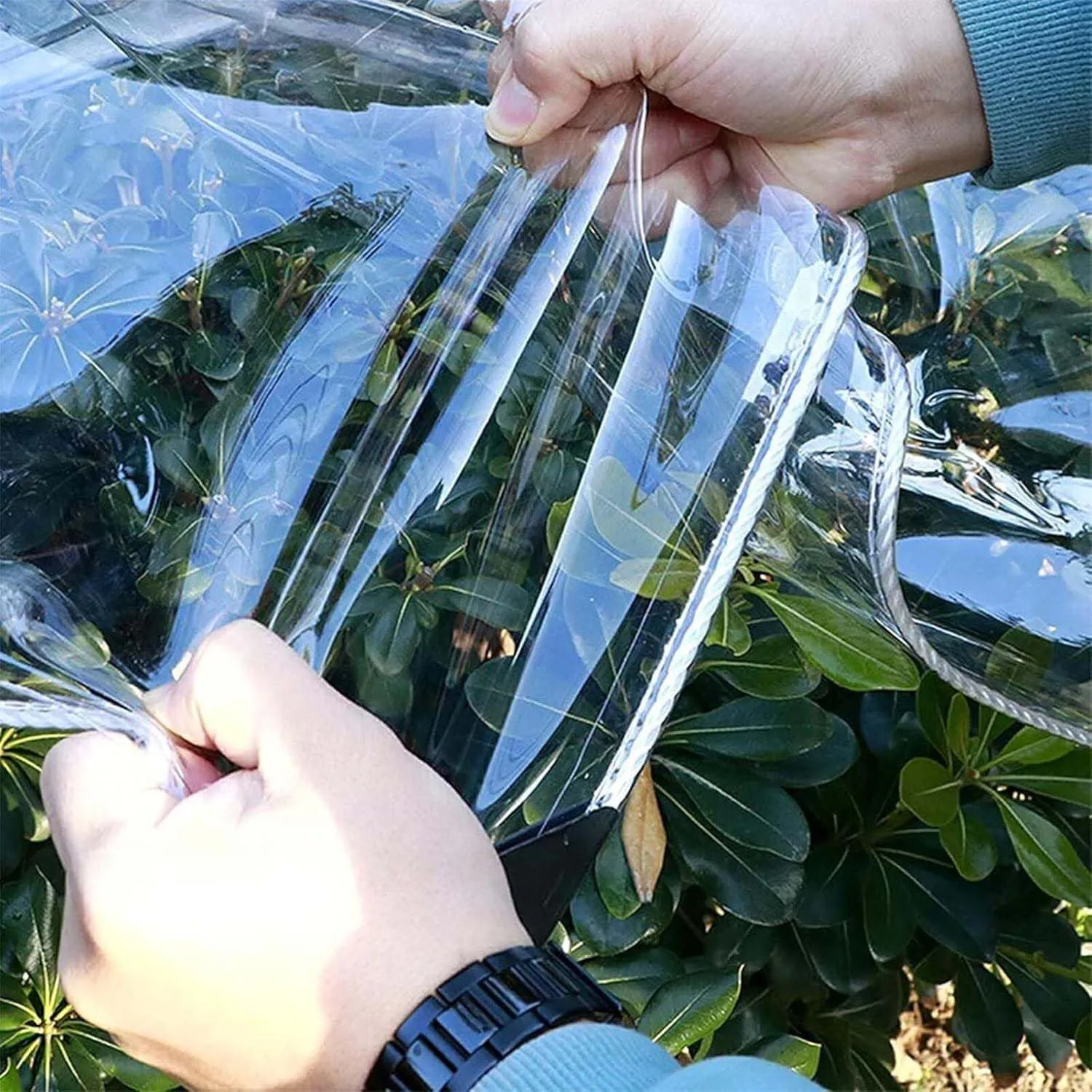 Heavy Duty PVC Transparent Tarps 3.0x6.6ft, Clear Tarpaulin Cover Waterproof, Clear PVC Tarps with Grommets, for Car, Roof, Boat, Camp, Canopy