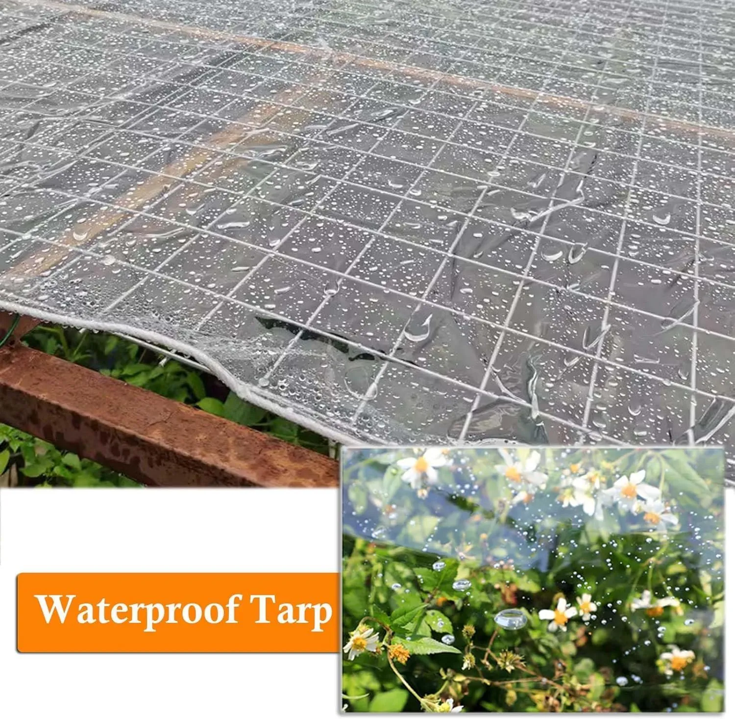 Heavy Duty PVC Transparent Tarps 3.0x6.6ft, Clear Tarpaulin Cover Waterproof, Clear PVC Tarps with Grommets, for Car, Roof, Boat, Camp, Canopy