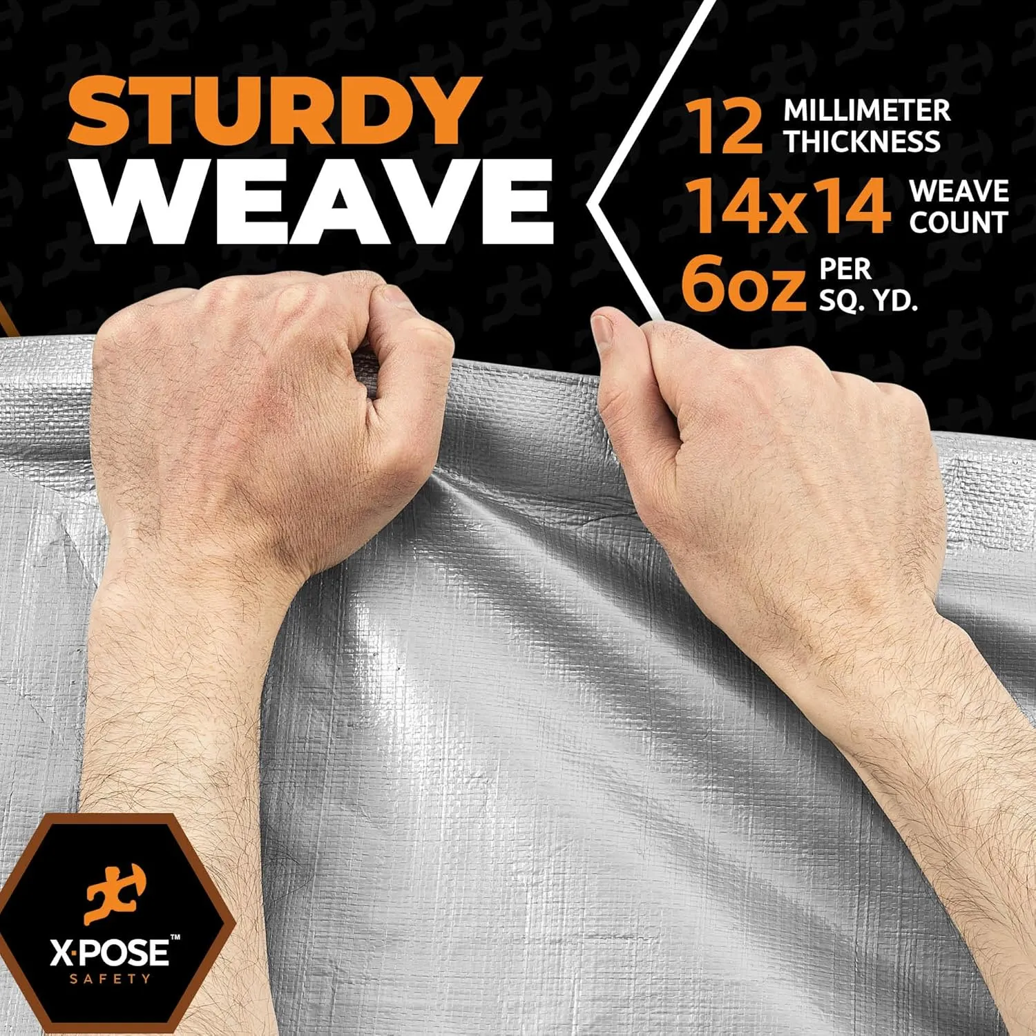 Heavy Duty Silver Poly Tarp 30' X 30' - Multipurpose Protective Cover - Durable, Waterproof, Weather Proof, Rip and Tear Resistant - Extra Thick 12 Mil Polyethylene - by Xpose Safety