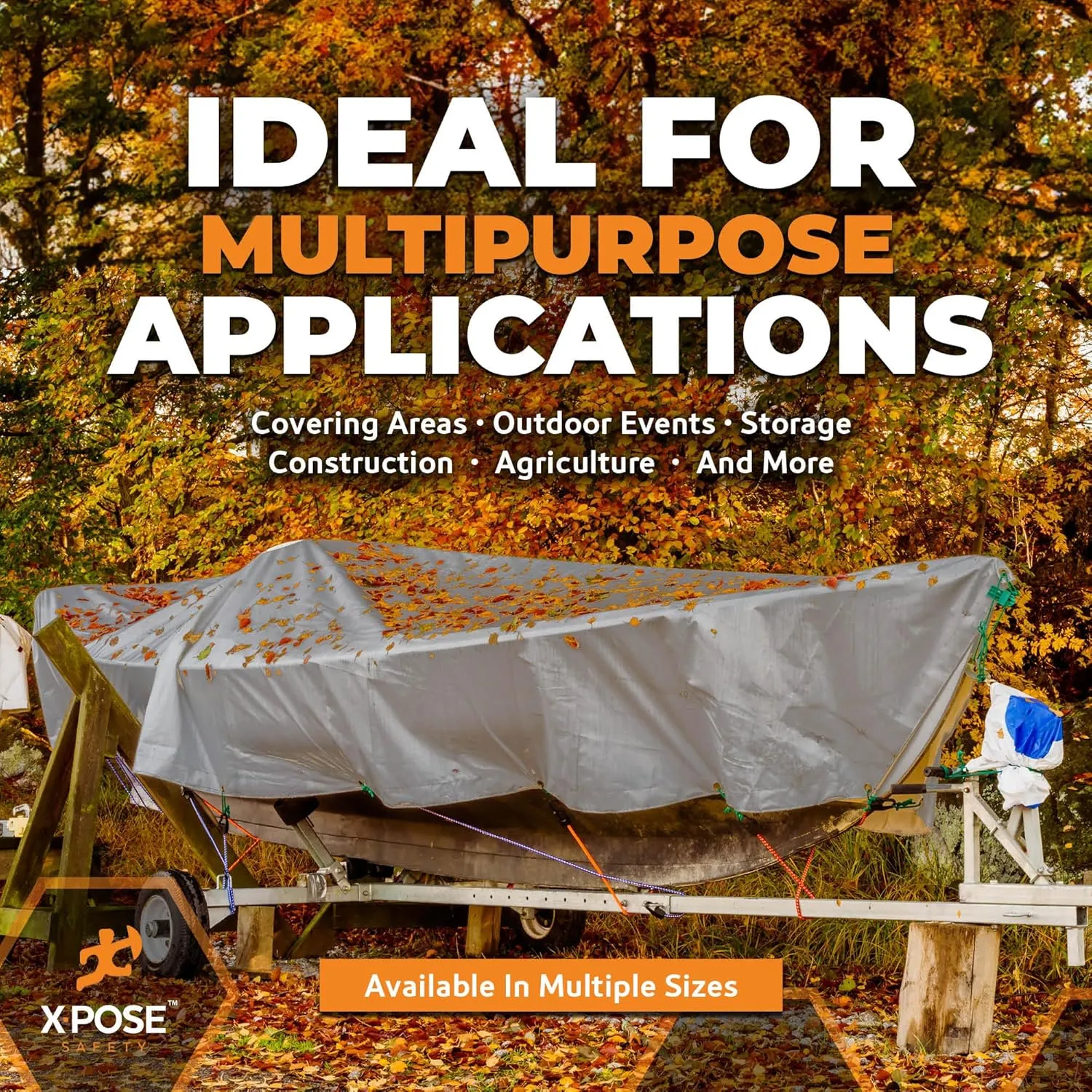 Heavy Duty Silver Poly Tarp 30' X 30' - Multipurpose Protective Cover - Durable, Waterproof, Weather Proof, Rip and Tear Resistant - Extra Thick 12 Mil Polyethylene - by Xpose Safety