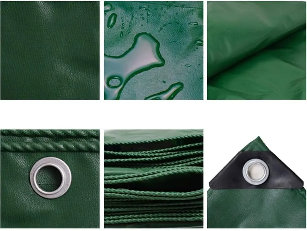 Heavy Duty Tarpaulin, Waterproof, UV-Resistant, Multi-Purpose Tarp for Tent, Roof, Camping Car Boat Cover Shade Greed, 6x8m