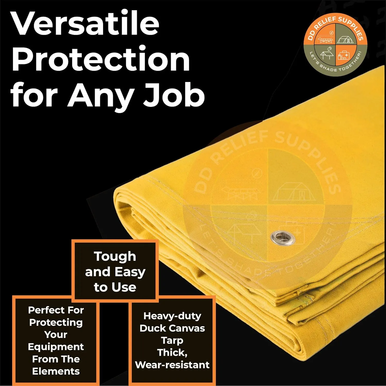 Heavy Duty Waterproof Canvas Tarp – 10x12 ' 24 oz, Tan with Grommets | Durable Multipurpose Cover for Camping, Canopies, Tents, Trailers, Machinery & Equipment