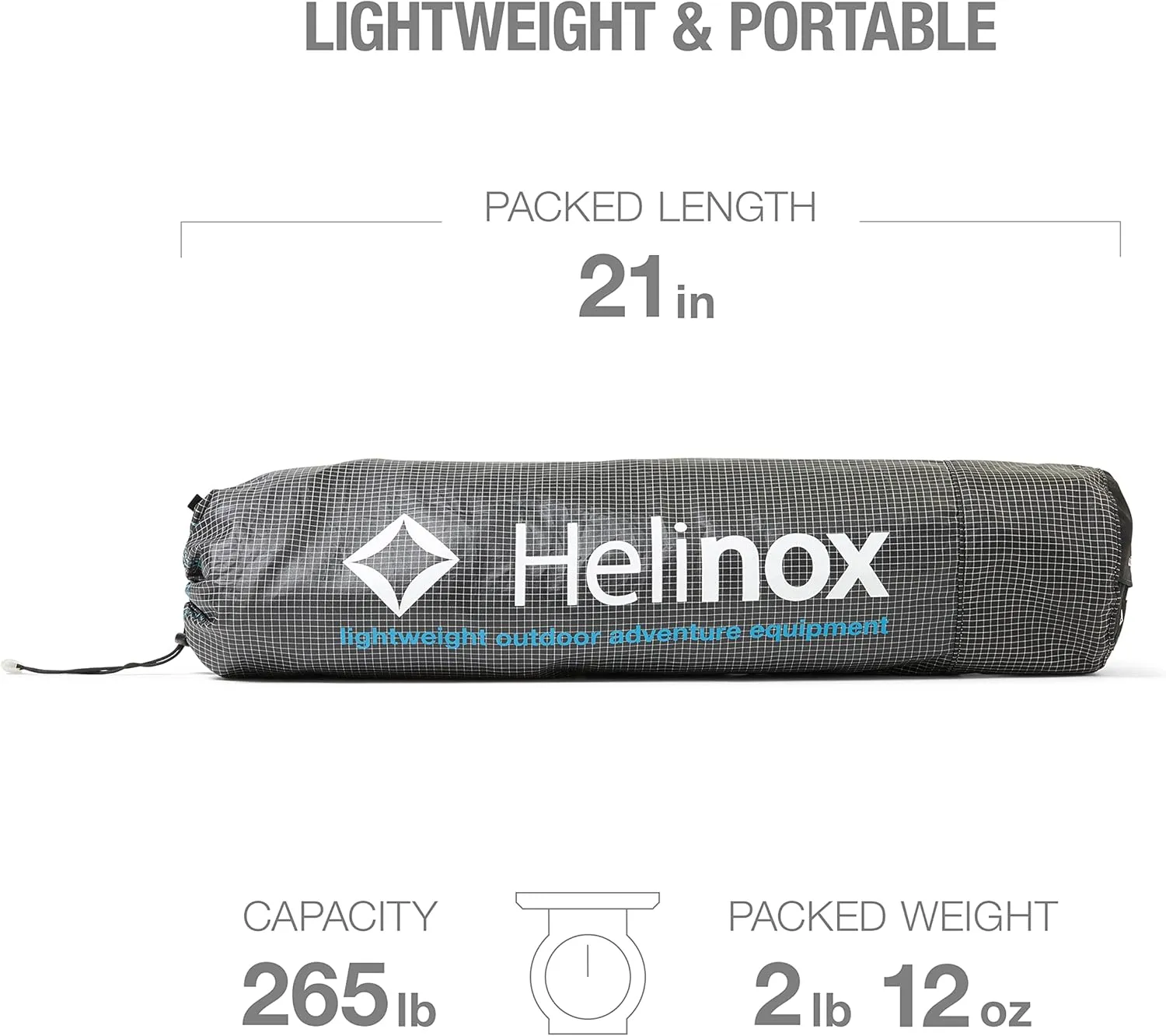 Helinox Lite Cot Ultra-Light, Portable Camping Cot, Compact, Collapsible, Backpacking, Foldable Camping Bed