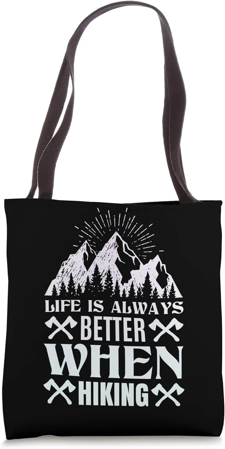 Hiking Saying, Mountain Lines, Alps Motif, Hiking. Tote Bag