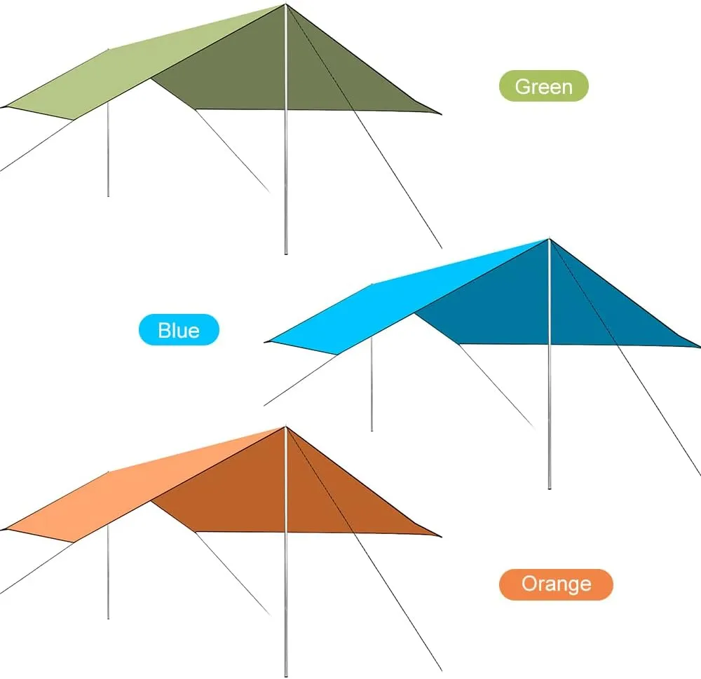 HXBER Camping Awning Canopy Rain Fly Tarp Sunshade Shelter Picnic Blanket for Outdoor Camping Hiking Backpacking Picnic Fishing, Orange