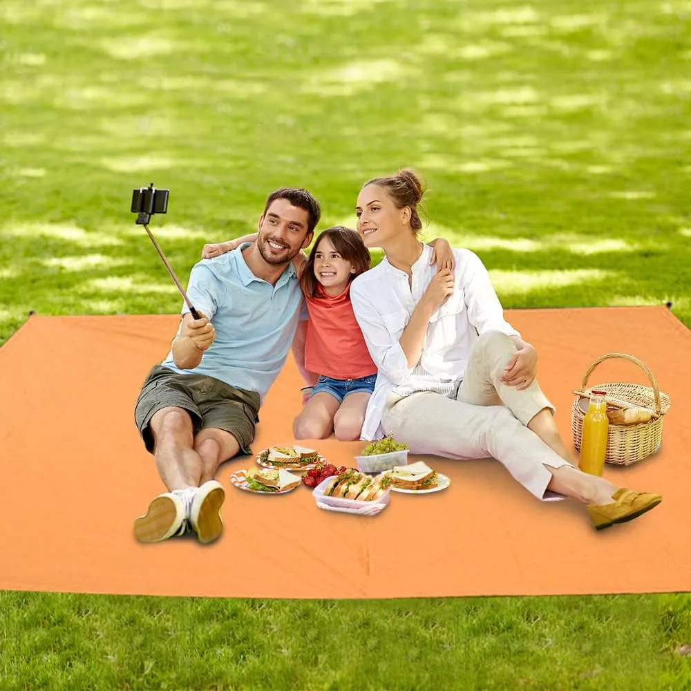 HXBER Camping Awning Canopy Rain Fly Tarp Sunshade Shelter Picnic Blanket for Outdoor Camping Hiking Backpacking Picnic Fishing, Orange