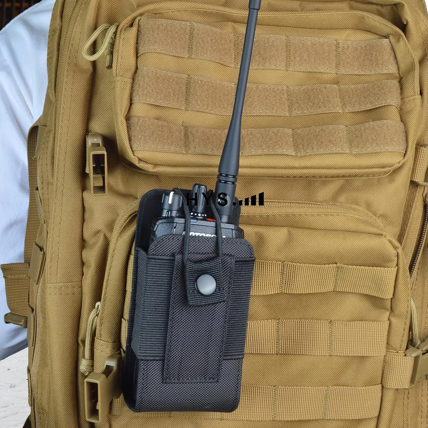 HYS MOLLE Compatible Tactical Radio Holster – Nylon Pouch with Molle Webbing for Baofeng, Motorola & Uniden Radios