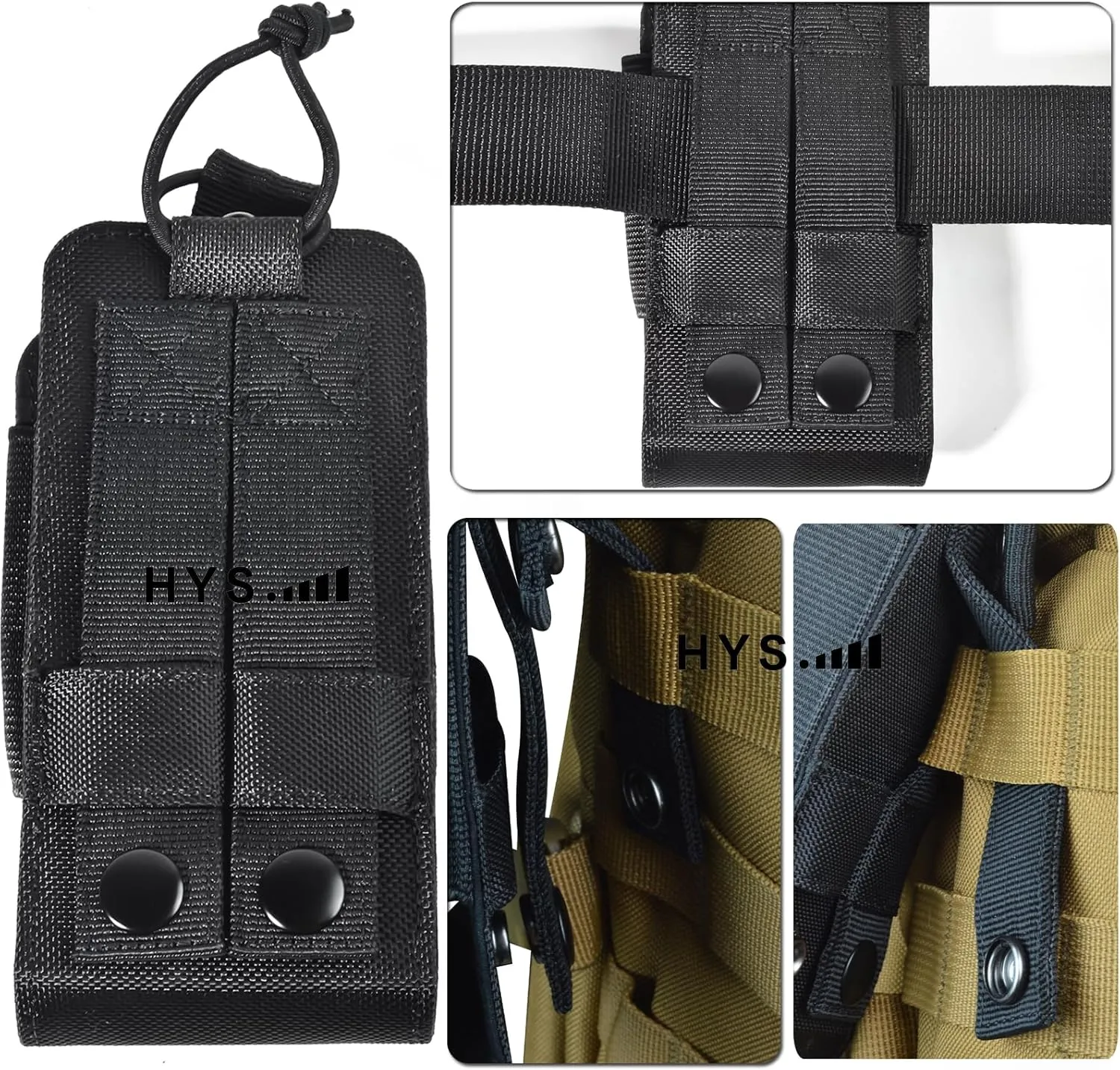 HYS MOLLE Compatible Tactical Radio Holster – Nylon Pouch with Molle Webbing for Baofeng, Motorola & Uniden Radios