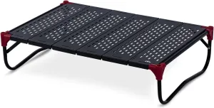 iClimb Extendable Folding Table Large Tabletop Area Ultralight Compact with Hollow Out Tabletop and Carry Bag for Camping Backpacking Beach Concert BBQ Party, Three Size (Black - XL, Low)