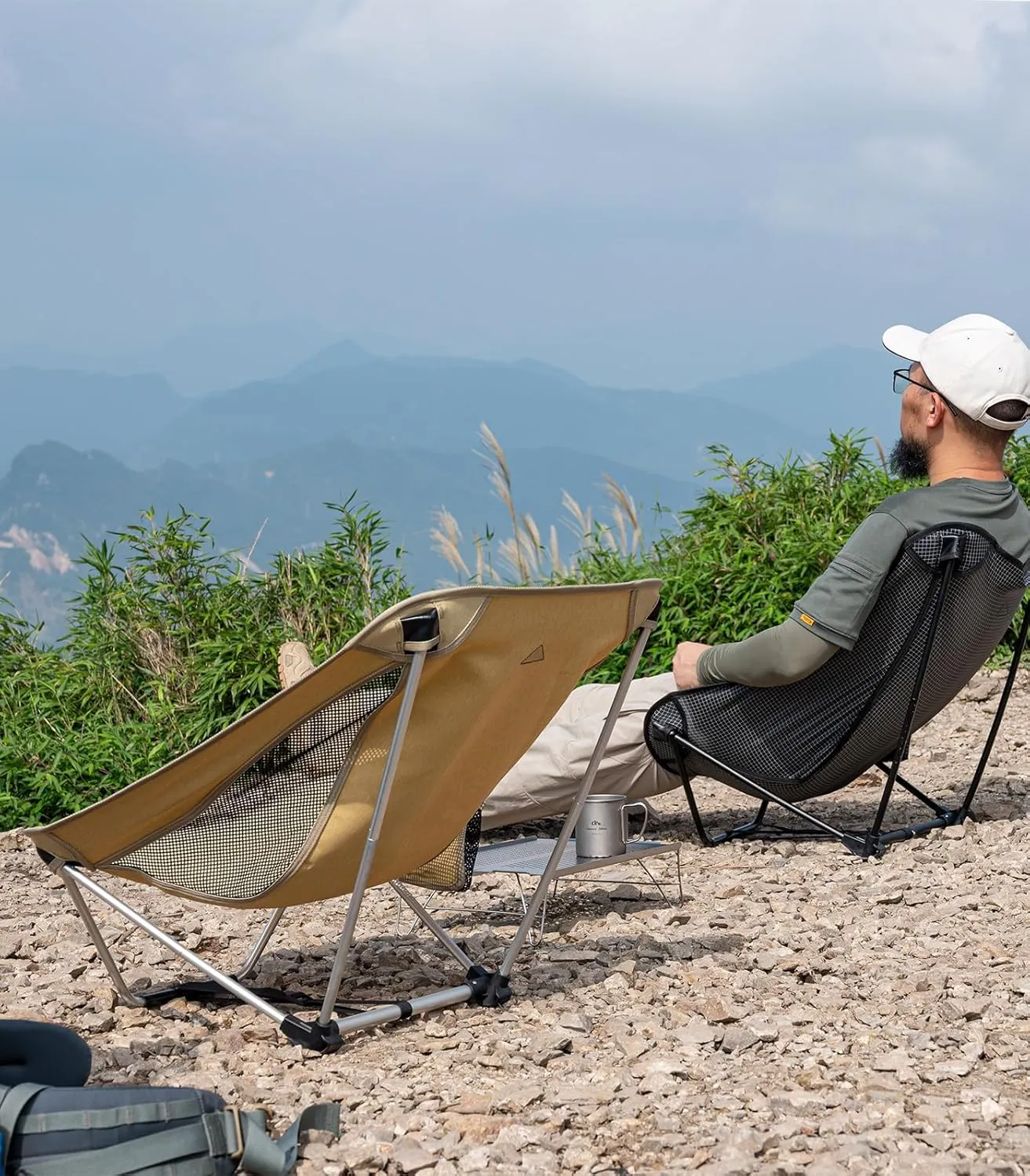 iClimb Low Ultralight Compact Camping Folding Chair with Side Pocket and Carry Bag