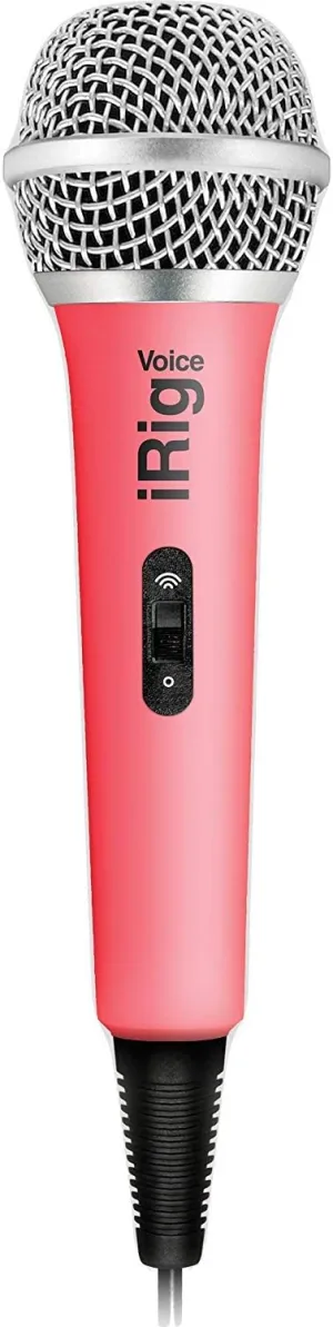 IK Multimedia iRig Voice Karaoke Microphone, Portable & Durable thermoplastic, 3.5mm Jack and on/Off Switch and Headphone Output, for iPhone, iPad, iPod Touch, Android Devices (Pink)