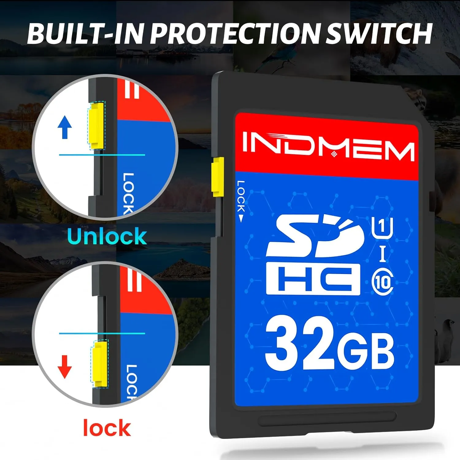 INDMEM SD Card 32GB, 8 Packs Class 10 32GB Flash Memory Card MLC Standard Secure Digital Cards Camera Card