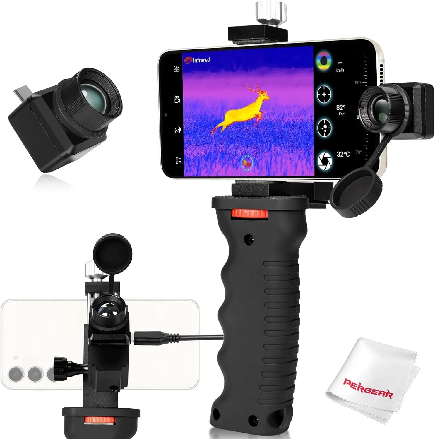 InfiRay T2 Pro Night Vision Thermal Monocular, Thermal Imager Camera, 256X192 Resolution, 13mm Focal Length, 13.6X10.2 FOV, Hot Spot Tracking for Hunting, Up to 1300m (for Android Only)