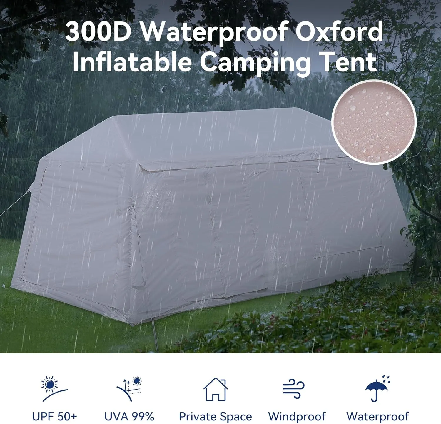 Inflatable Blow Up Tents for Camping,Waterproof Oxford Hot Tent with Manual Pump,Spacious Easy Setup Inflatable Camping Air Tent for Family Glamping