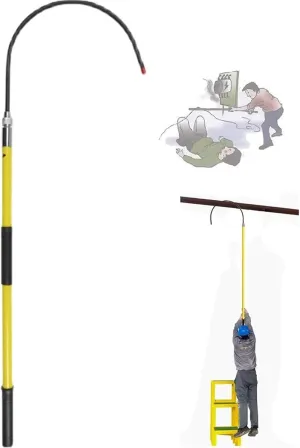 Insulated Rescue Hook, Detachable Anti-Electric Shock Emergency Rescue Pole with Non-Slip Handle and Storage Bag, Emergency Care Safety and Defense Tool(Yellow,1m/3.3ft)