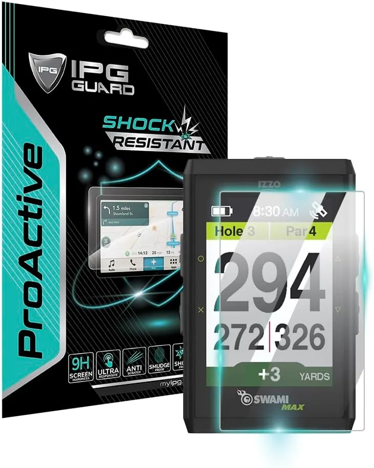 IPG ProActive for IZZO Golf Swami Max Handheld GPS Rangefinder Touchscreen Display 9H Hardness Screen Protector Nano Ceramic Film Ultra Responsive High Clarity Anti Scratch for IzzoSwaMax