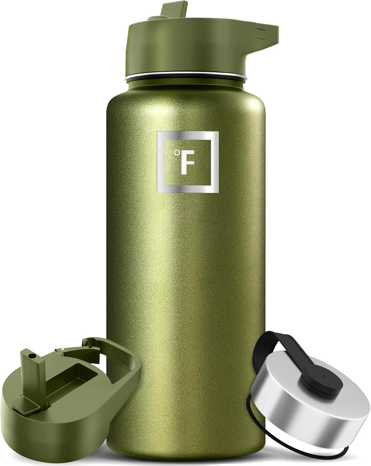 IRON °FLASK Camping & Hiking Hydration Flask with 3 Lids - Stainless Steel, Double Walled & Vacuum Insulated Water Bottle - Leak Proof & BPA Free 32 Oz