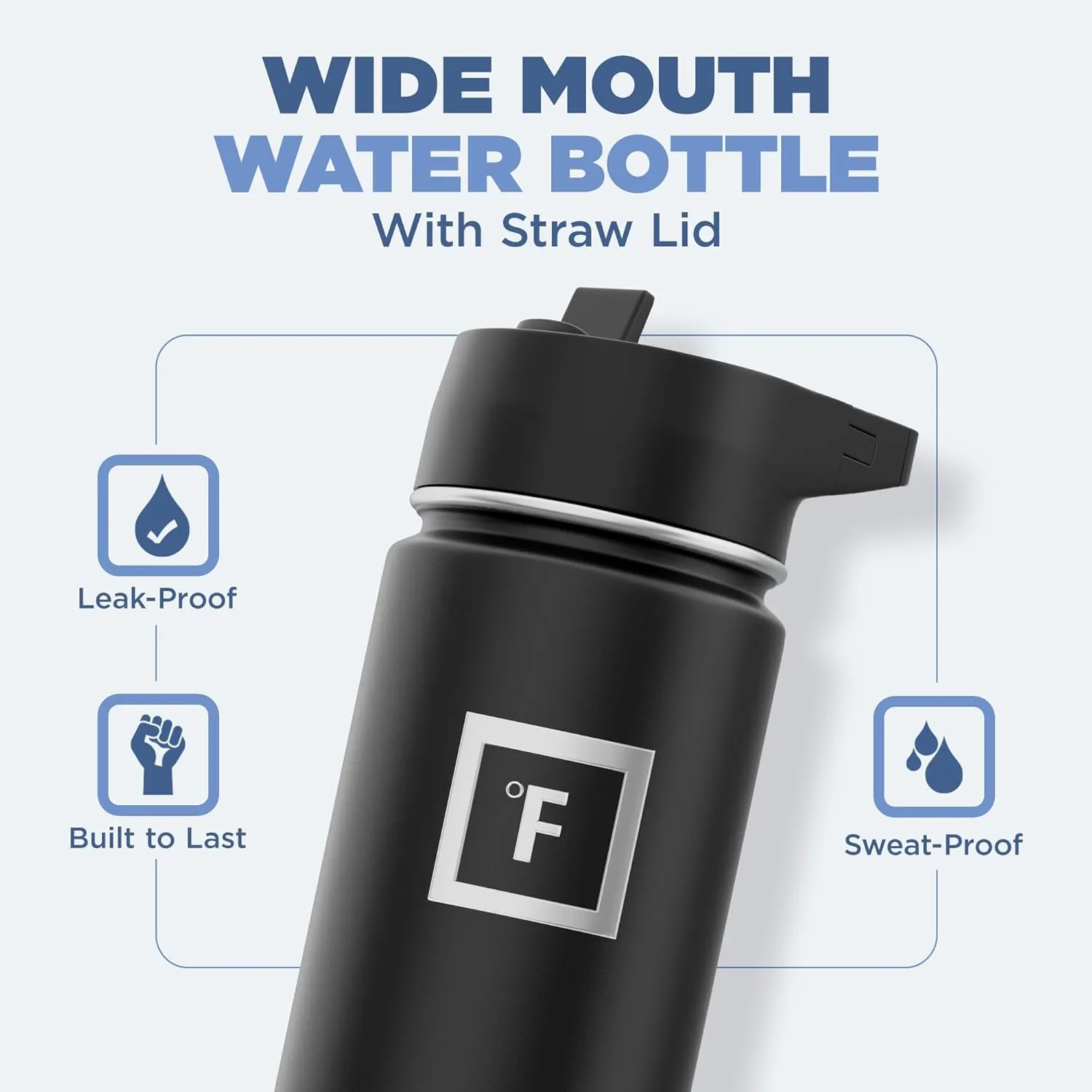 IRON °FLASK Camping & Hiking Hydration Flask with 3 Lids - Stainless Steel, Double Walled & Vacuum Insulated Water Bottle - Leak Proof & BPA Free (Day & Night, Straw - 22 oz)