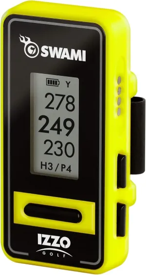 Izzo Golf Swami Clip-On Golf GPS With Voice Feature, Yellow