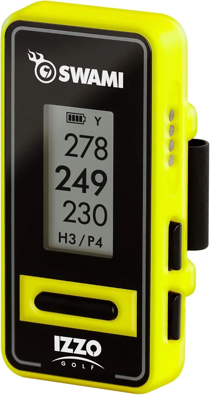 Izzo Golf Swami Clip-On Golf GPS With Voice Feature, Yellow