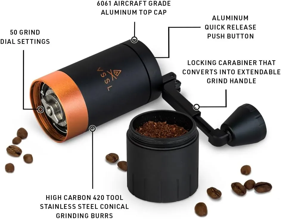 Java G45 Coffee Manual Coffee Grinder, Up To 45 Gram Capacity, Stainless Steel Conical Burr, Carbon